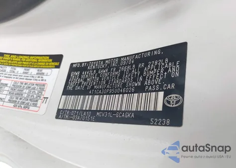 2005 Toyota Camry Solara Sle V6 из США, поврежденный, VIN 4T1CA30P95U046026